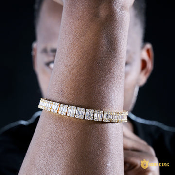 8mm Iced Square Baguette Tennis Bracelet In 18k Gold ZUU KING